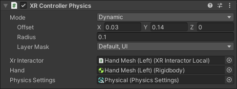 XR Controller Physics component