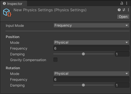 A new Physics Settings object