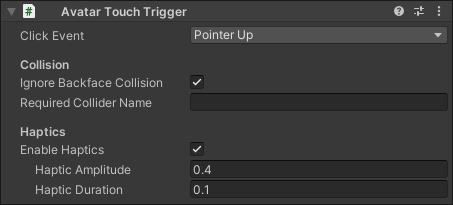 An Avatar Touch Trigger component