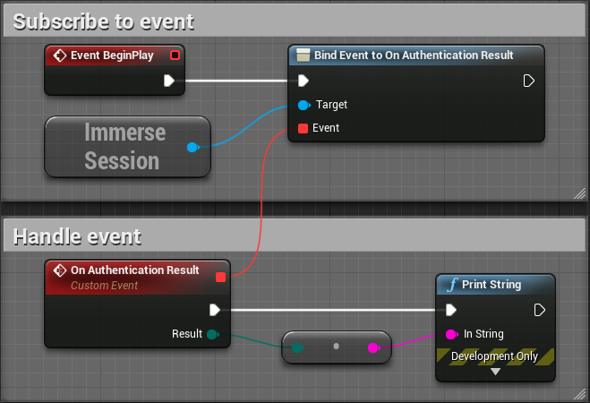 On Authentication Result event handler example. Prints the result on the screen